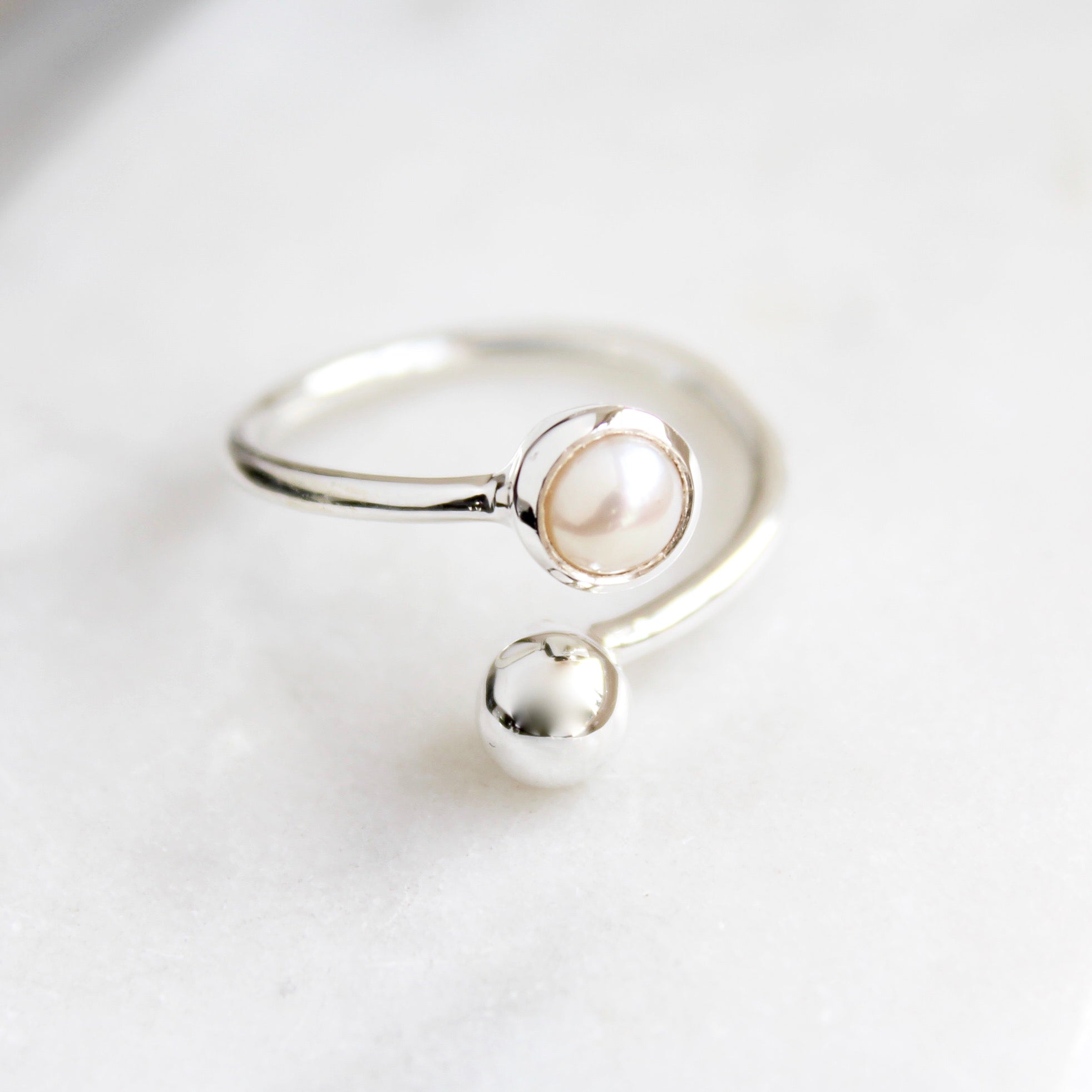 pearl June birthstone ring adjustable