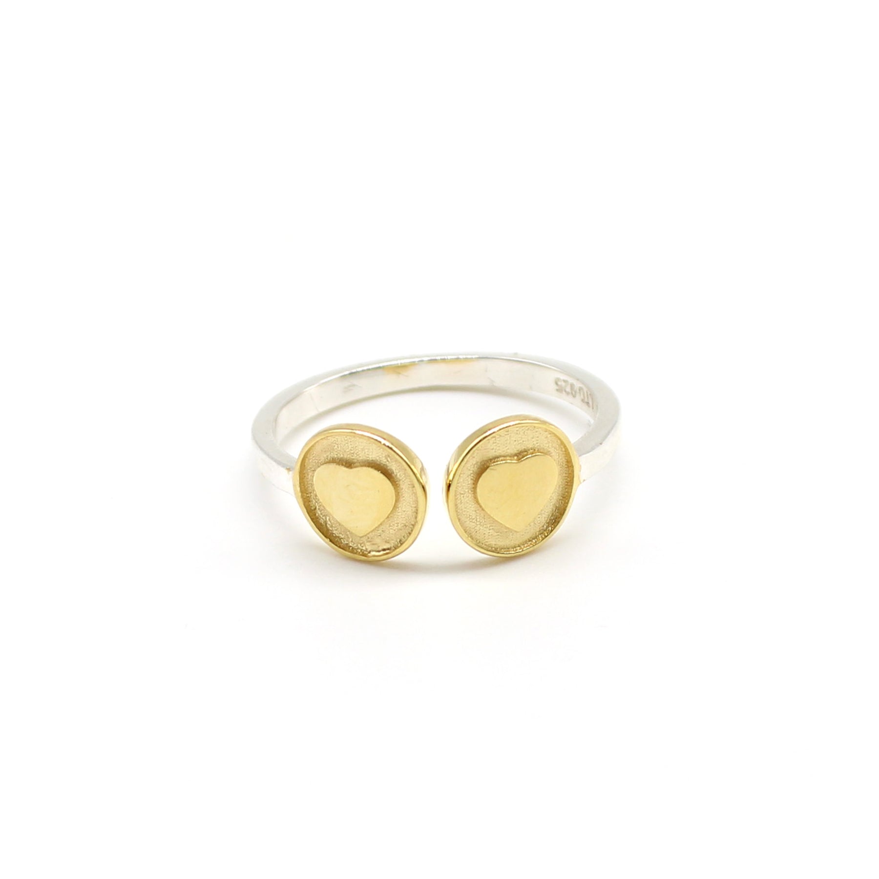 double heart ring in gold