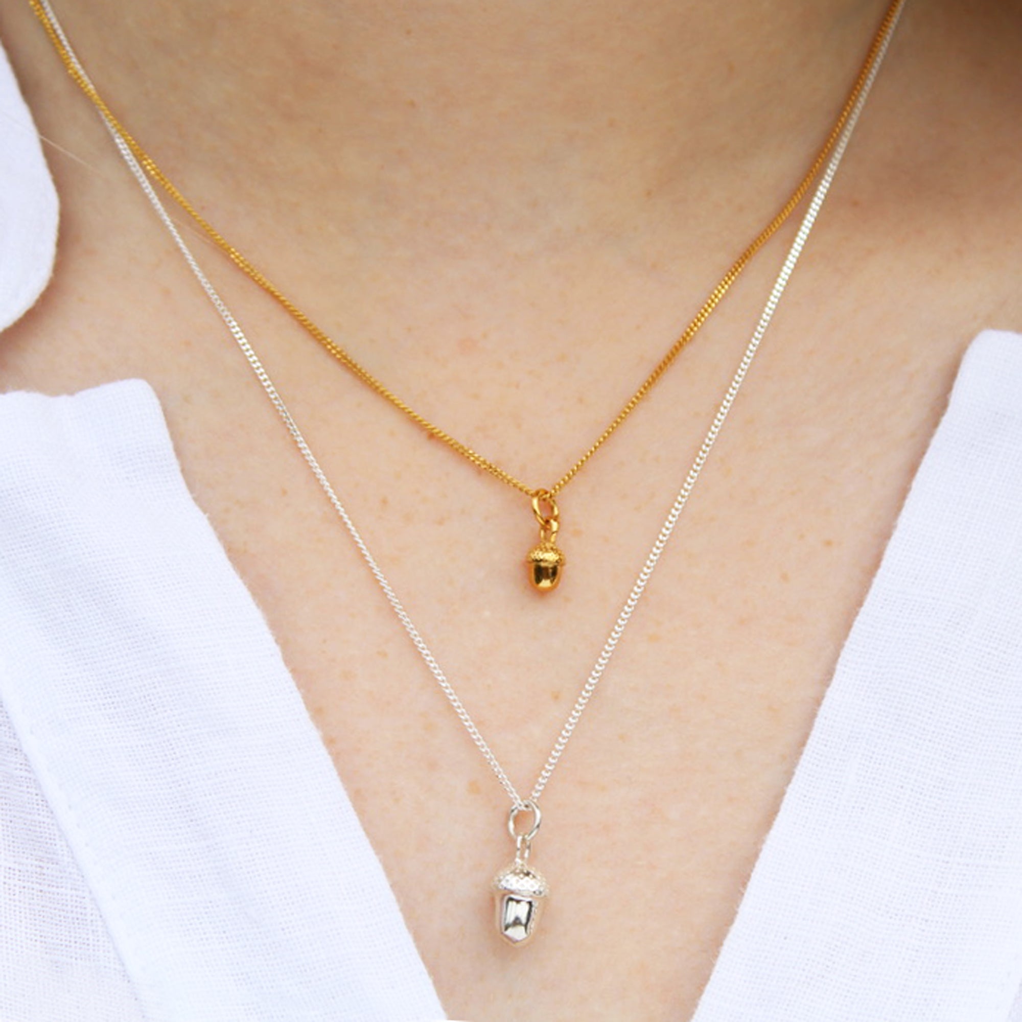 Acorn Pendant Necklace Sterling Silver