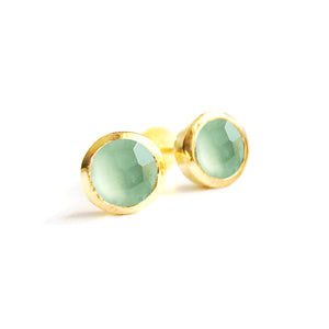 March aquamarine birthstone gold vermeil earring studs 