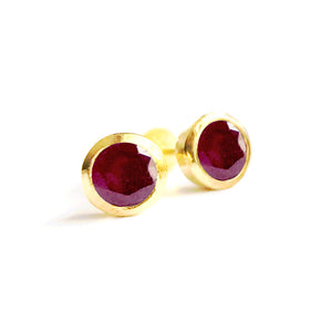 July birthstone ruby gold vermeil earrings 