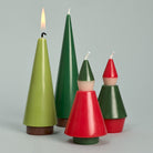 Set of colorful candle holders with a gray background