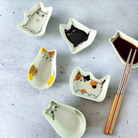 Japanese Style Cat Ceramic Tiny Dish White Cat 