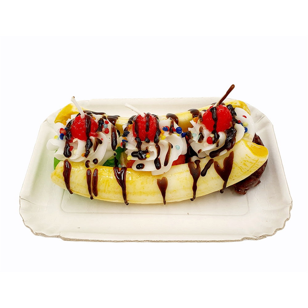 Banana split wax candle 
