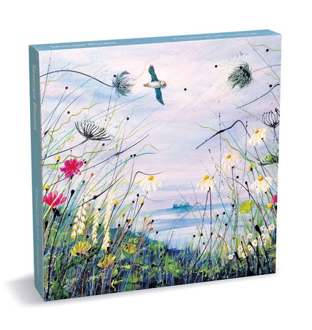 Pack of 8 Square Notecards Seascape Blooms