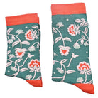 Mens Bamboo Socks Red and Teal Floral