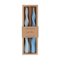 Twisty Blue Tonal Dinner Candles, Mixed Pack Of 2