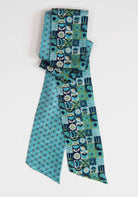 100% Silk Double Sided Bandeau Scarf Solveig Blue