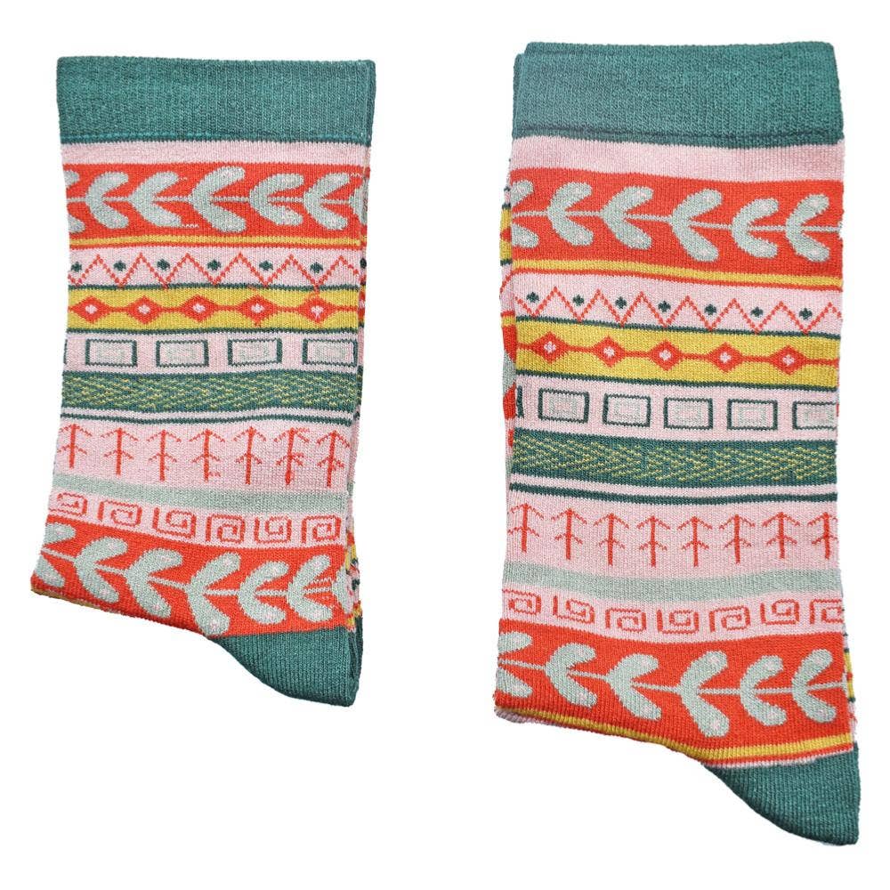 Teal Geometric Bamboo Socks