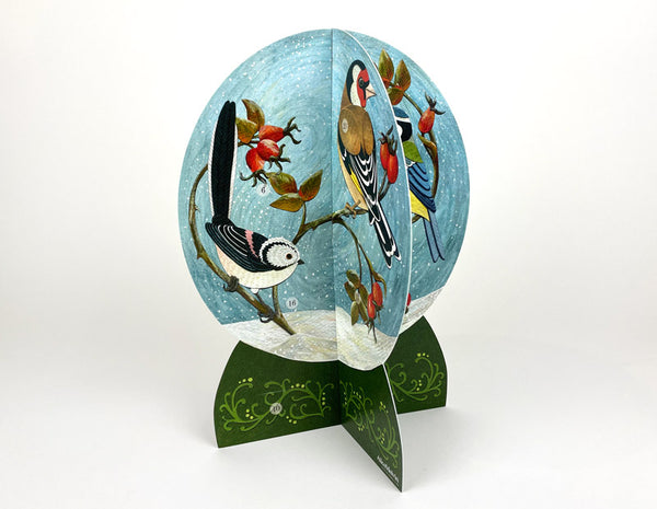 3d bird snow globe greeting card gift 
