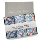 Set of floral cotton handkerchiefs in a box with 'lime tree design' branding.