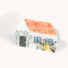 Greeting card with a house illustration on a white background