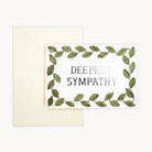 Greeting card with 'Deepest Sympathy' text and leaf design on a white background