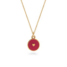 Red Heart Enamel Necklace Gold Vermeil