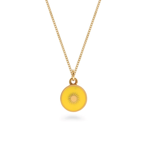 Yellow Sun Enamel Necklace Gold Vermeil