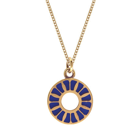 Indigo Flower Ring Enamel Ring Medallion Necklace