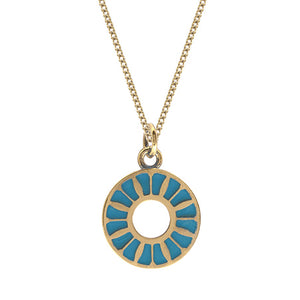 Teal Flower Ring Medallion Necklace
