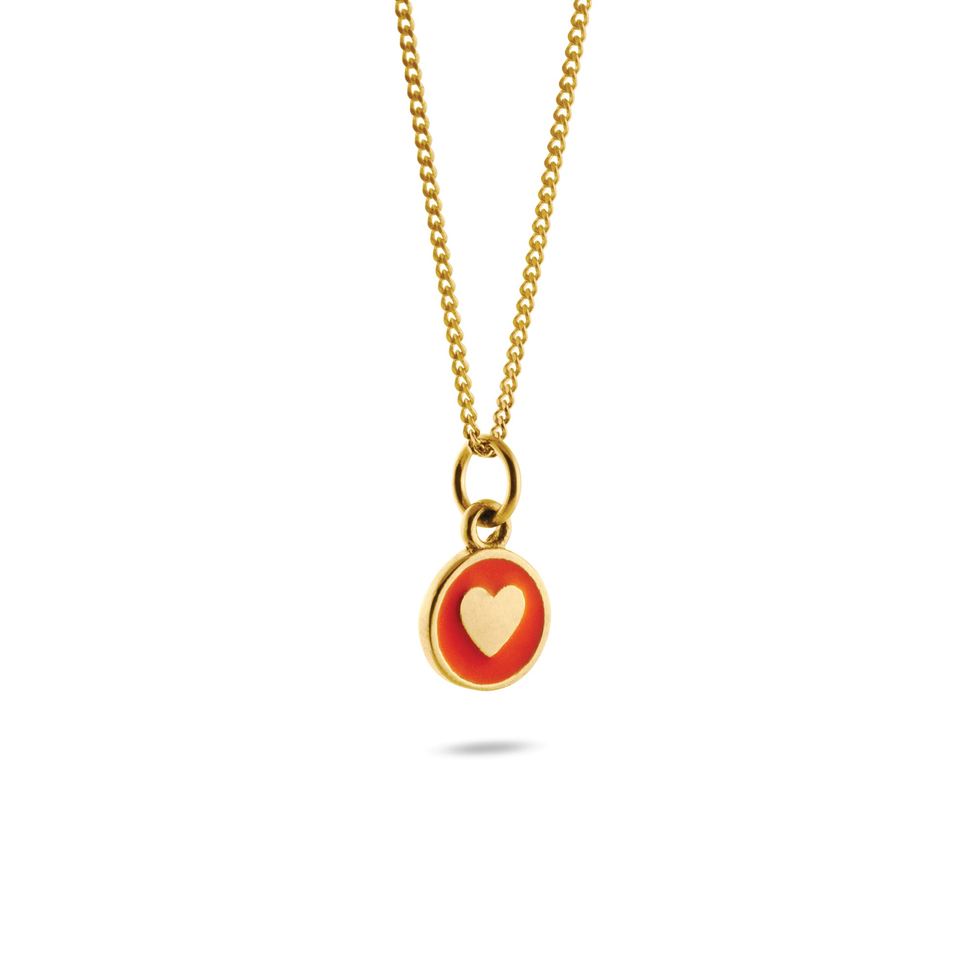 Mini Orange Heart Enamel Necklace