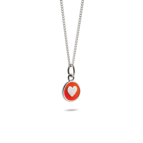Mini Orange Heart Enamel Necklace