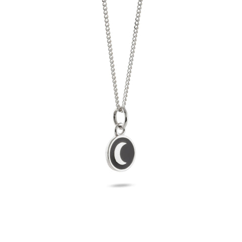 Mini Black Moon Enamel Necklace