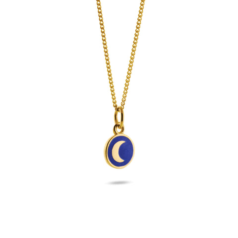Mini Indigo Blue Moon Enamel Necklace