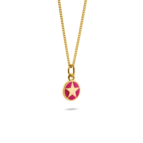 Mini Cherry Red Star Enamel Necklace