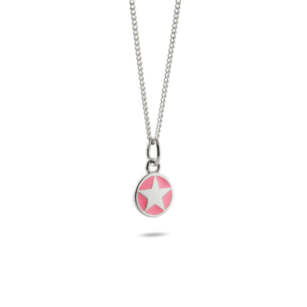 Mini Powder Pink Star Enamel Necklace