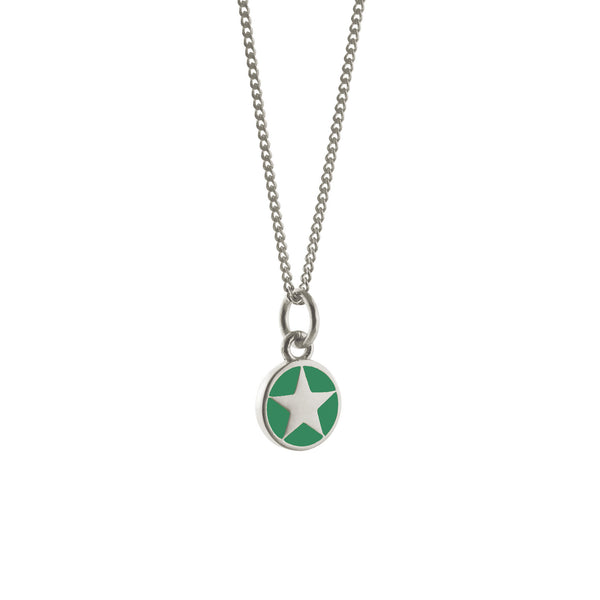 Mini Green Star Enamel Necklace