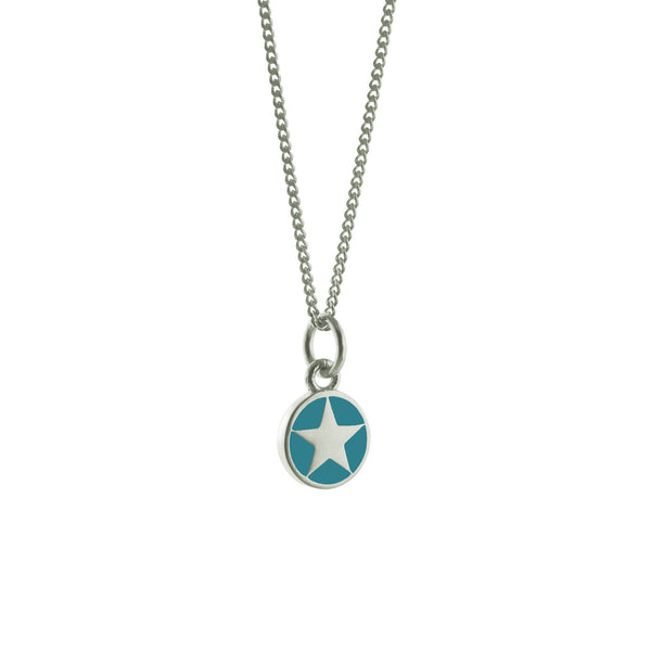 Mini Teal Star Enamel Necklace