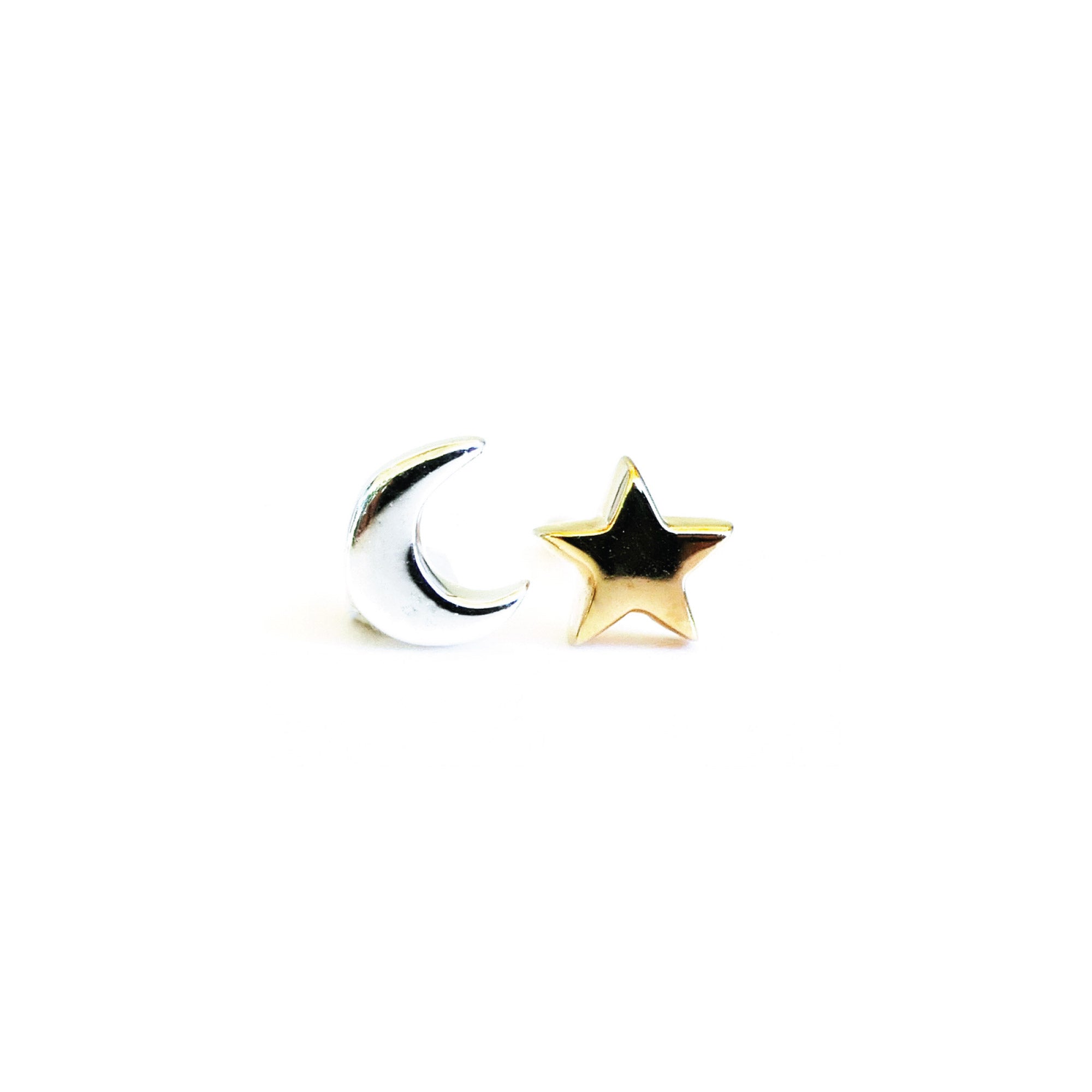 Moon and Star Stud Earrings