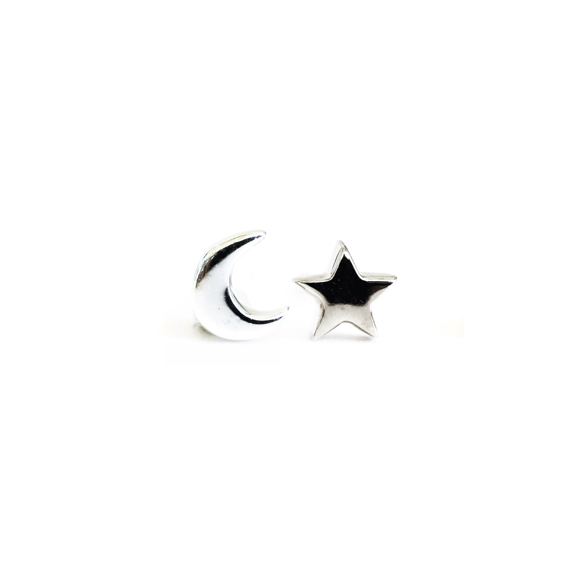 Moon and Star Stud Earrings