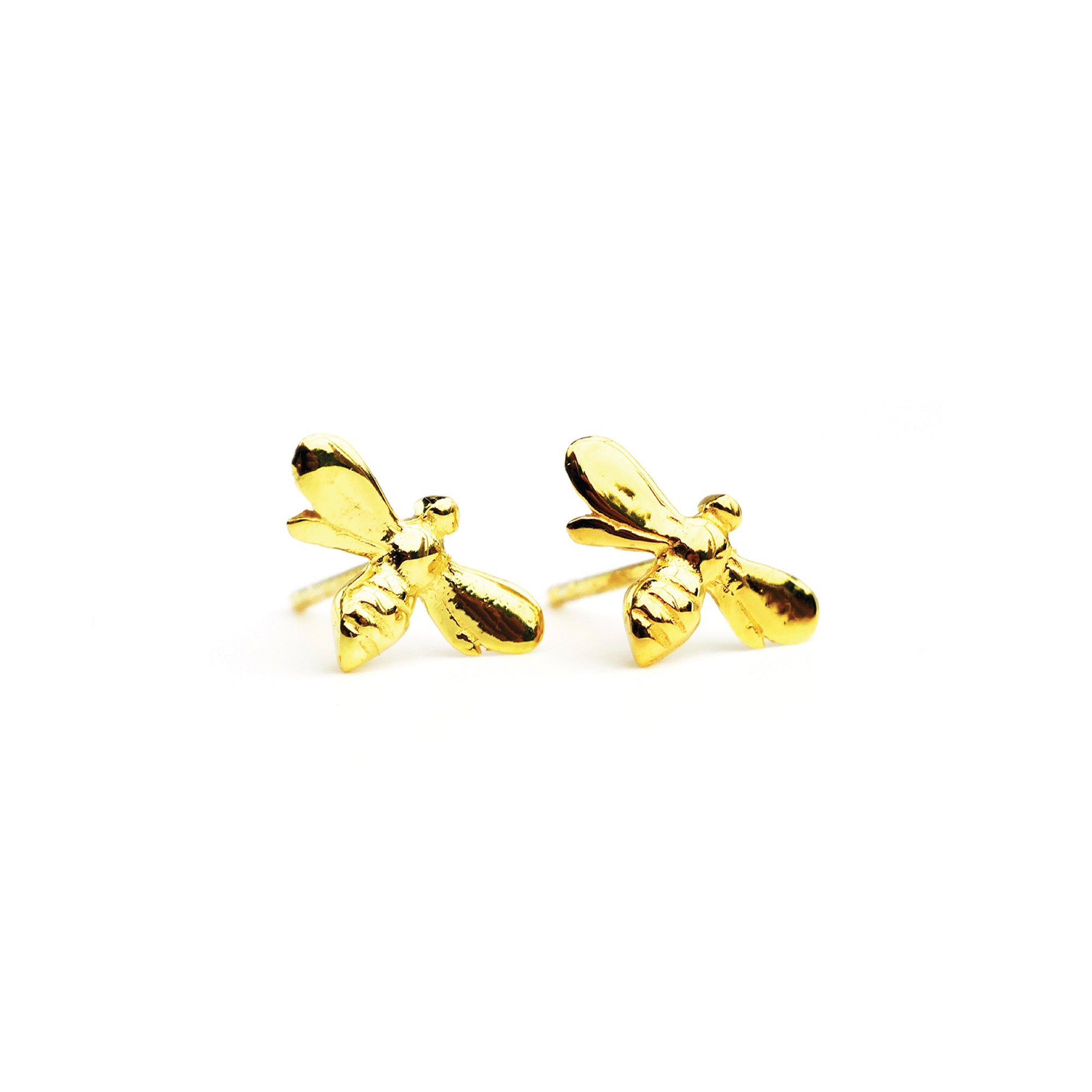 Bee Stud Earrings Gold Vermeil