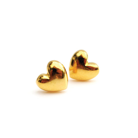 Heart Stud Earrings Gold Vermeil