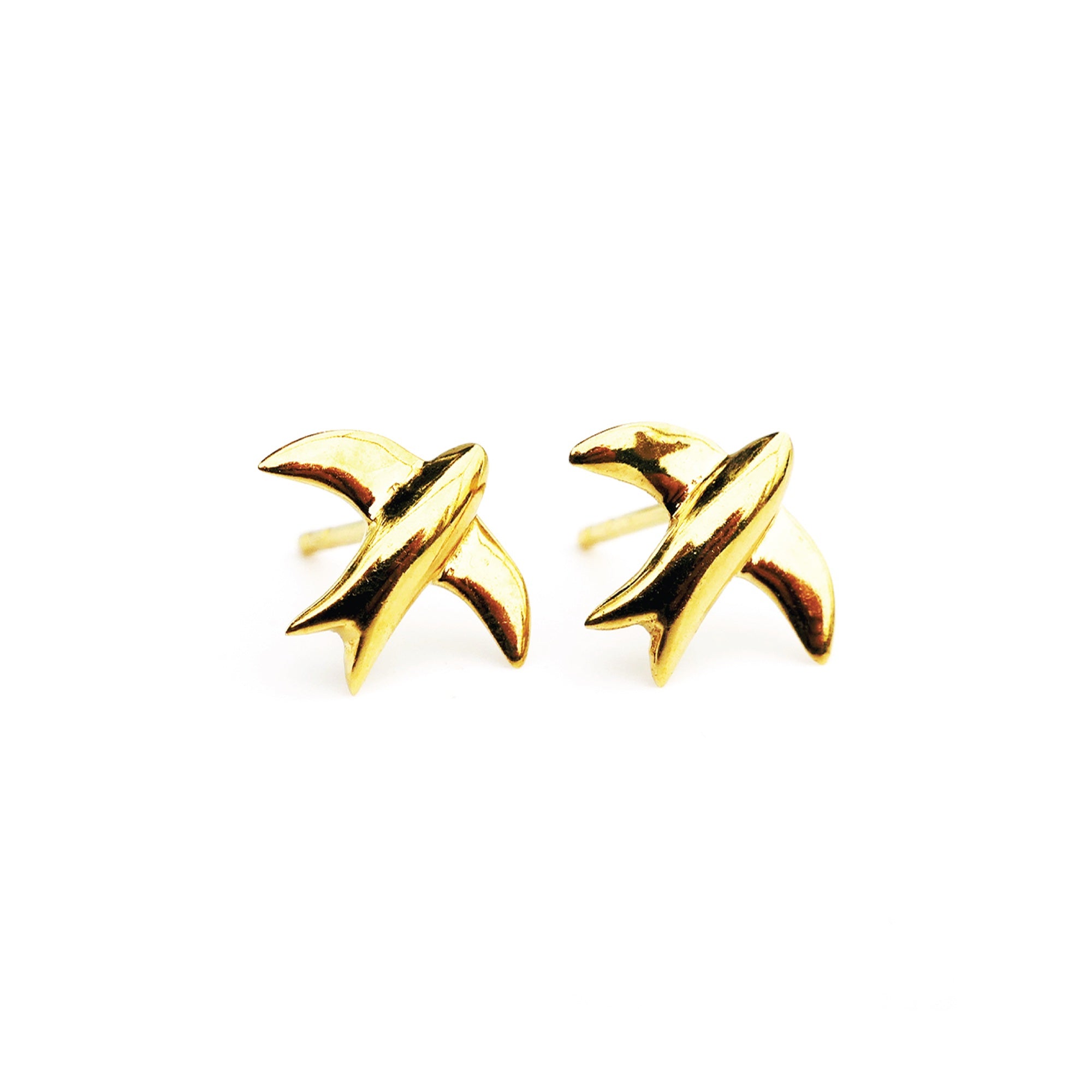 Swallow Stud Earrings Gold Vermeil