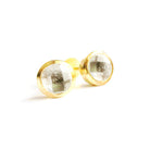 Birthstone Stud Earrings April Rock Crystal and Gold Vermeil