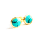 Birthstone Stud Earrings December: Turquoise and Gold Vermeil