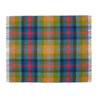 Multicolored checked throw on a white background