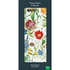 Tissue paper packaging with floral design and 'Museums & Galleries' branding.