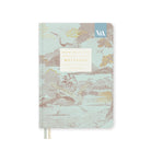 Notebook with Eastern-themed design in light green and gold colours. 