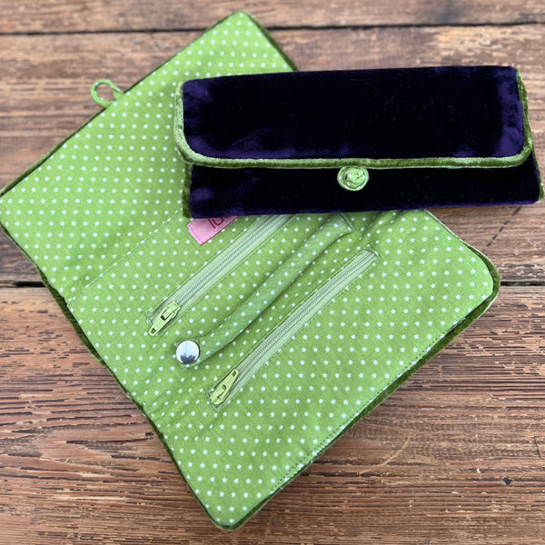 Purple Velvet Jewellery Storage Roll