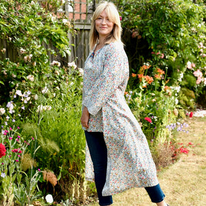 NEW Long Kimono Robe Grey Betsy - Made with Liberty Fabric