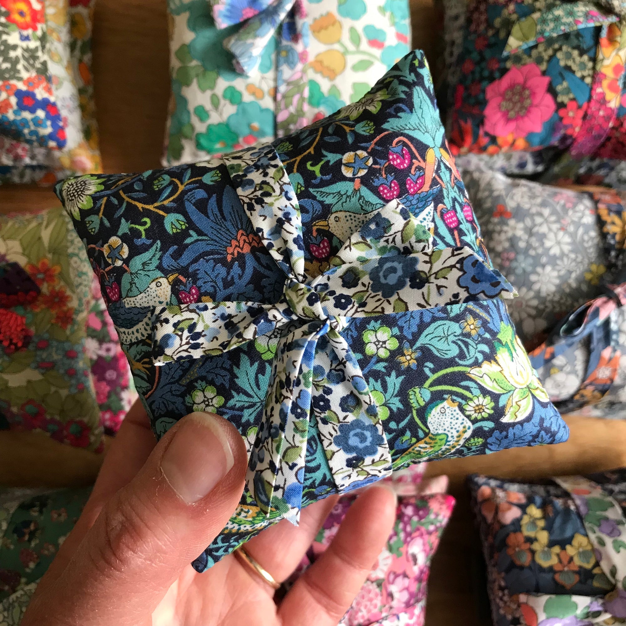 Stack of 3 Square Liberty Lavender Sachets - Green