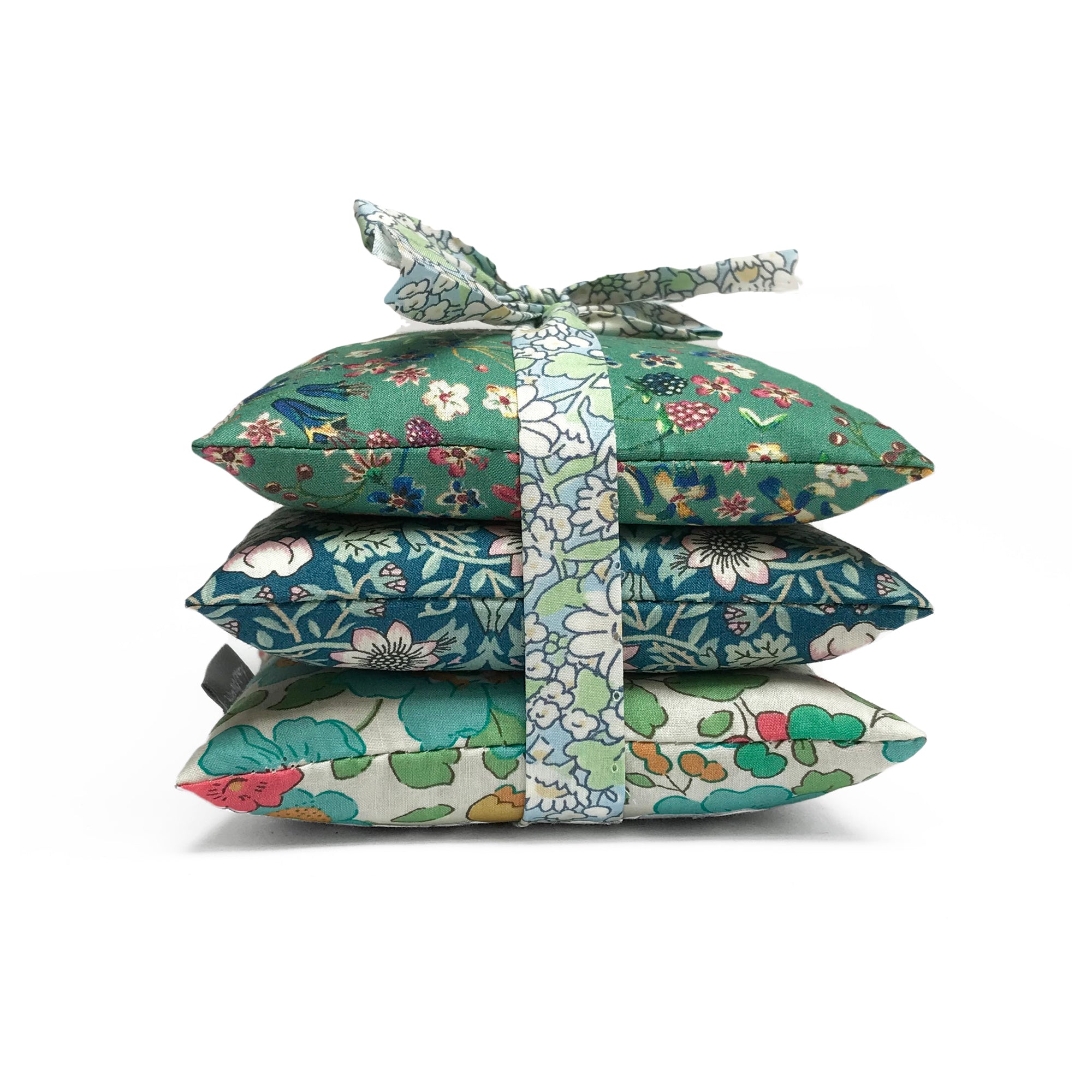 Stack of 3 Square Liberty Lavender Sachets - Green