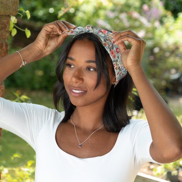 Grey Betsy Headscarf Bandana Made with Liberty Fabric