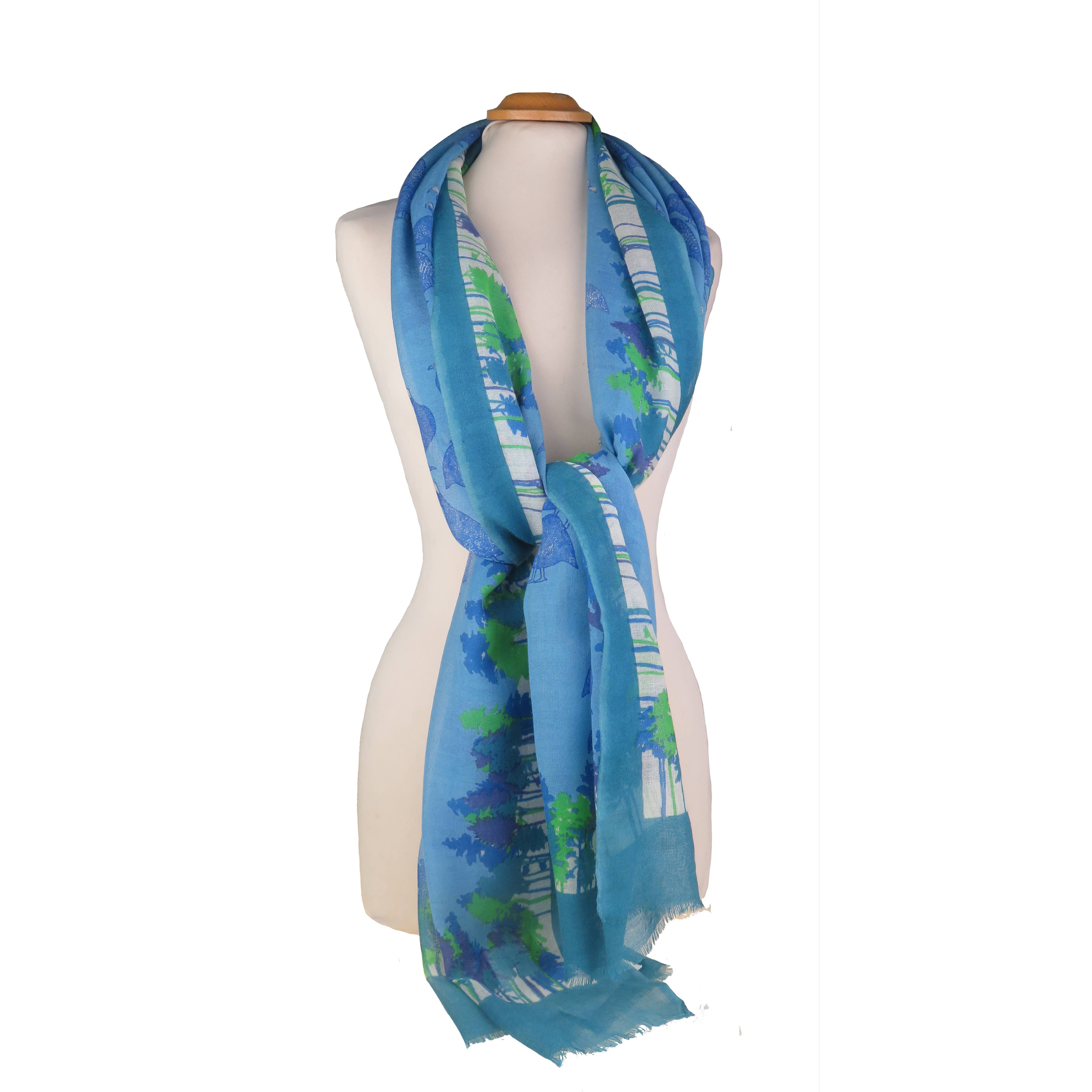 Little Pintades Blue Wool-Silk Stole
