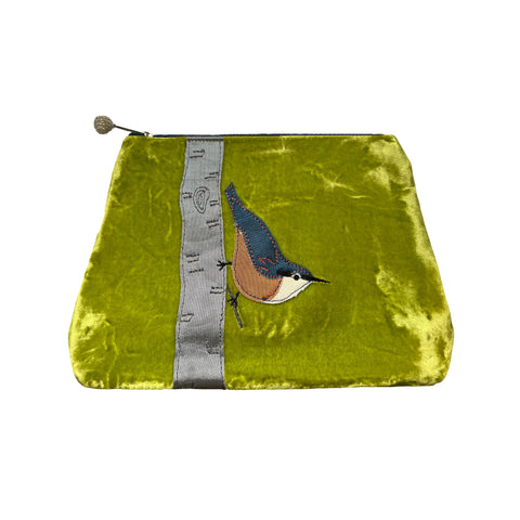*NEW Lime Nuthatch Velvet Cosmetic Purse