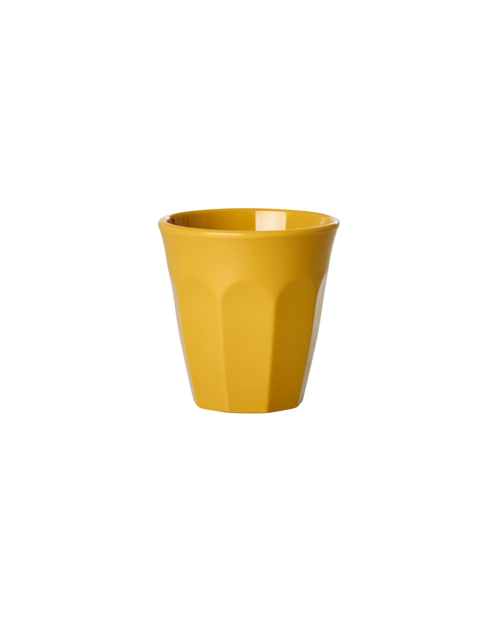Yellow cup on a white background