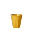 Yellow cup on a white background