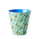 Children's cup with giraffe pattern on a white background