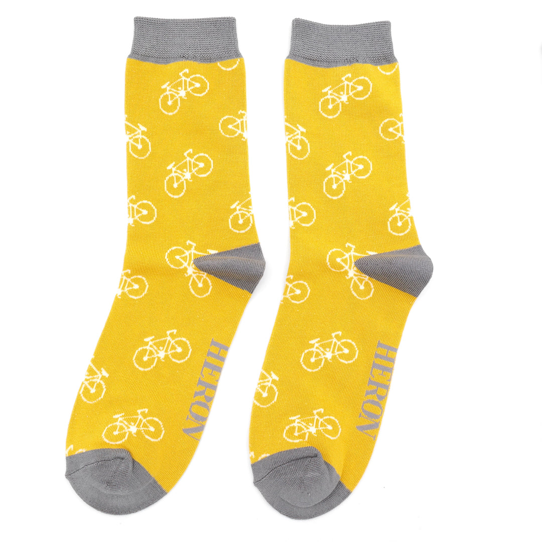 Bamboo Mens Cycle Socks Yellow